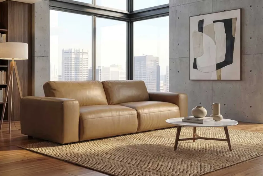 Riess-Ambiente Industrial Loft|3-Sitzer Sofa > Echtleder Sofa BIG GEORGE 245cm cognac Taschenfederkern 3-Sitzer Couch