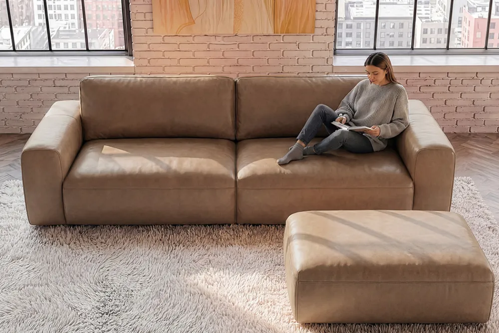 Riess-Ambiente Industrial Loft|3-Sitzer Sofa > Echtleder Sofa BIG GEORGE 245cm cognac Taschenfederkern 3-Sitzer Couch