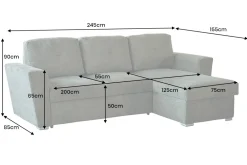 Riess-Ambiente 3-Sitzer Sofa > Ecksofa mit Schlaffunktion APARTMENT beidseitig aufbaubar grün Strukturstoff inkl. Stauraum