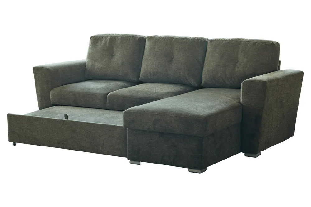 Riess-Ambiente 3-Sitzer Sofa > Ecksofa mit Schlaffunktion APARTMENT beidseitig aufbaubar grün Strukturstoff inkl. Stauraum