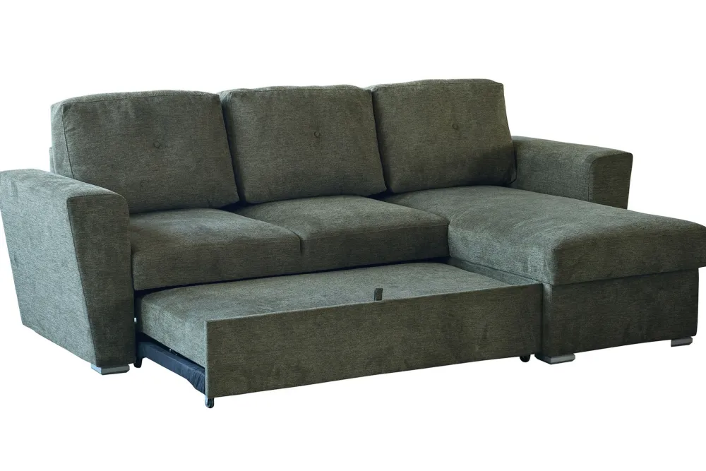 Riess-Ambiente 3-Sitzer Sofa > Ecksofa mit Schlaffunktion APARTMENT beidseitig aufbaubar grün Strukturstoff inkl. Stauraum