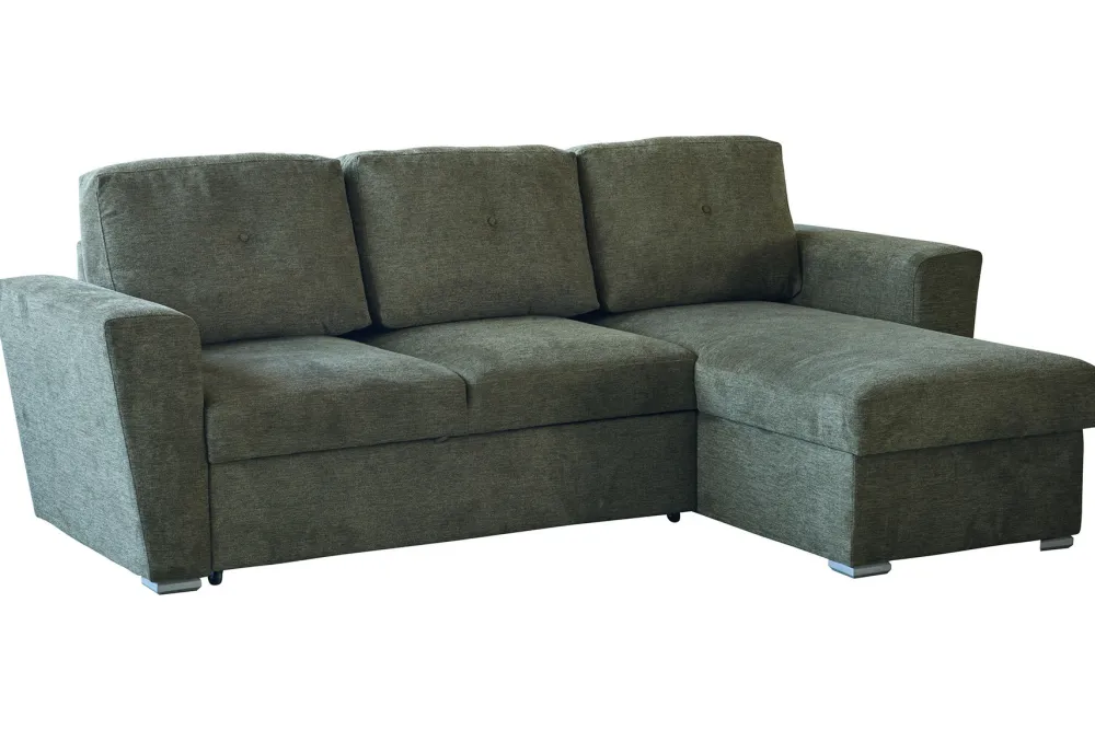 Riess-Ambiente 3-Sitzer Sofa > Ecksofa mit Schlaffunktion APARTMENT beidseitig aufbaubar grün Strukturstoff inkl. Stauraum