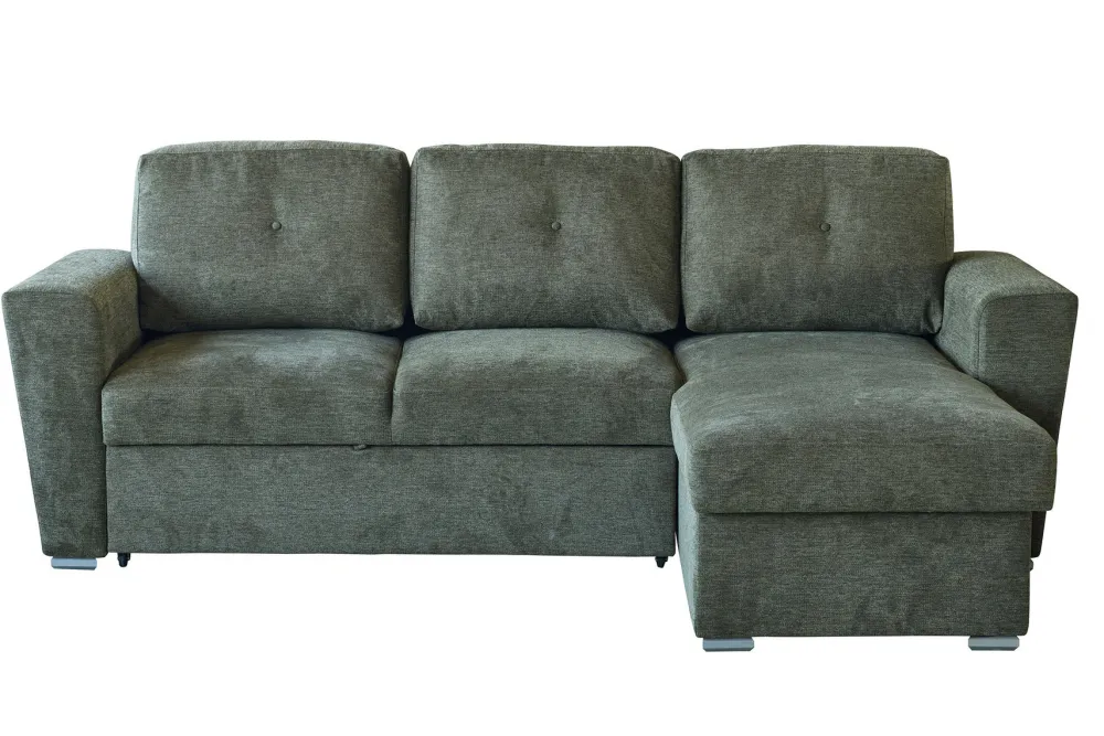 Riess-Ambiente 3-Sitzer Sofa > Ecksofa mit Schlaffunktion APARTMENT beidseitig aufbaubar grün Strukturstoff inkl. Stauraum