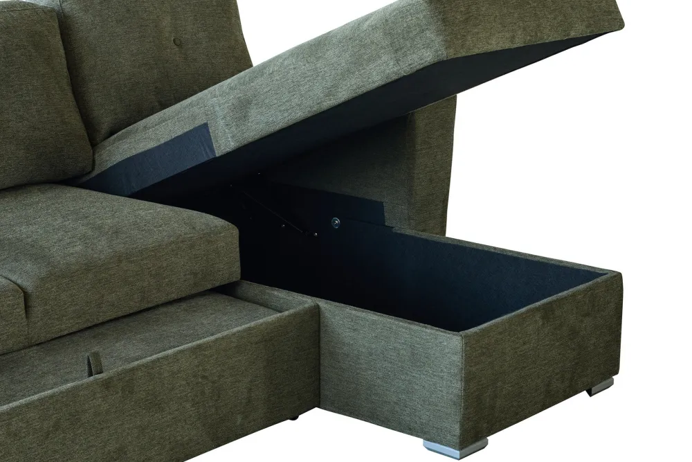 Riess-Ambiente 3-Sitzer Sofa > Ecksofa mit Schlaffunktion APARTMENT beidseitig aufbaubar grün Strukturstoff inkl. Stauraum