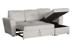 Riess-Ambiente 3-Sitzer Sofa > Ecksofa mit Schlaffunktion APARTMENT beidseitig aufbaubar beige Strukturstoff inkl. Stauraum