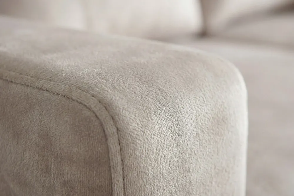 Riess-Ambiente Samt Möbel|Ecksofa > Ecksofa mit Schlaffunktion APARTMENT beidseitig aufbaubar champagner beige Samt inkl. Stauraum