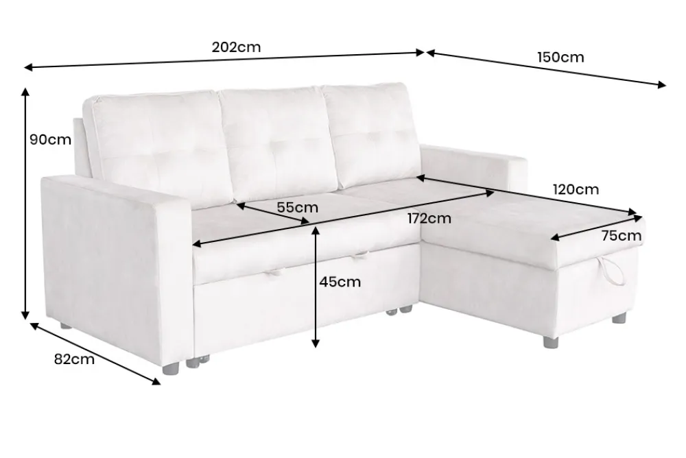 Riess-Ambiente Samt Möbel|Ecksofa > Ecksofa mit Schlaffunktion APARTMENT beidseitig aufbaubar champagner beige Samt inkl. Stauraum