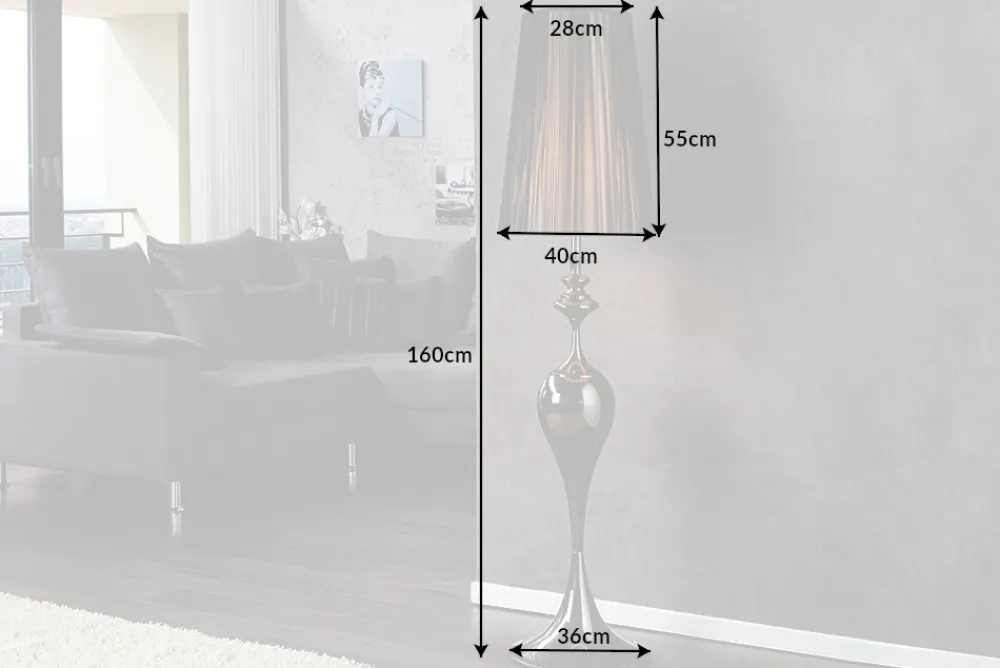 Riess-Ambiente Stehleuchten > Edle Design Stehlampe LUCIE 160cm schwarz Barock Stil Stehleuchte