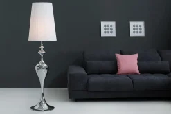 Riess-Ambiente Stehleuchten > Edle Design Stehlampe LUCIE 160cm silber weiß Barock Stil Stehleuchte