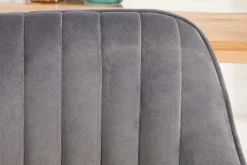Riess-Ambiente Retro Möbel|Stühle > Edler Armlehnen Stuhl TURIN silbergrau Samt mit Ziersteppung