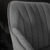 Riess-Ambiente Retro Möbel|Barhocker > Edler Barhocker TURIN silbergrau Samt mit Ziersteppung Barstuhl mit Armlehne
