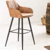 Riess-Ambiente Retro Möbel|Barhocker > Edler Barhocker TURIN vintage braun mit Ziersteppung Barstuhl mit Armlehne