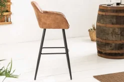 Riess-Ambiente Retro Möbel|Barhocker > Edler Barhocker TURIN vintage braun mit Ziersteppung Barstuhl mit Armlehne