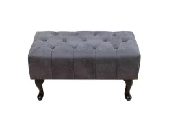Riess-Ambiente Polsterhocker|Sitzhocker > Edler Chesterfield Fußhocker antik grau Microfaser mit Knopfheftung und Nietenbesatz