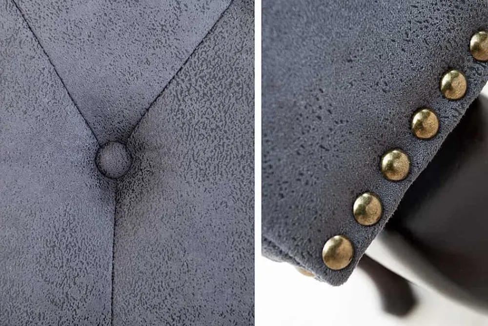 Riess-Ambiente Polsterhocker|Sitzhocker > Edler Chesterfield Fußhocker antik grau Microfaser mit Knopfheftung und Nietenbesatz