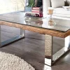Riess-Ambiente Mehr...|Couchtische > Eindrucksvoller Couchtisch BARRACUDA 110cm antik Teakholz mit Kufengestell und Glas