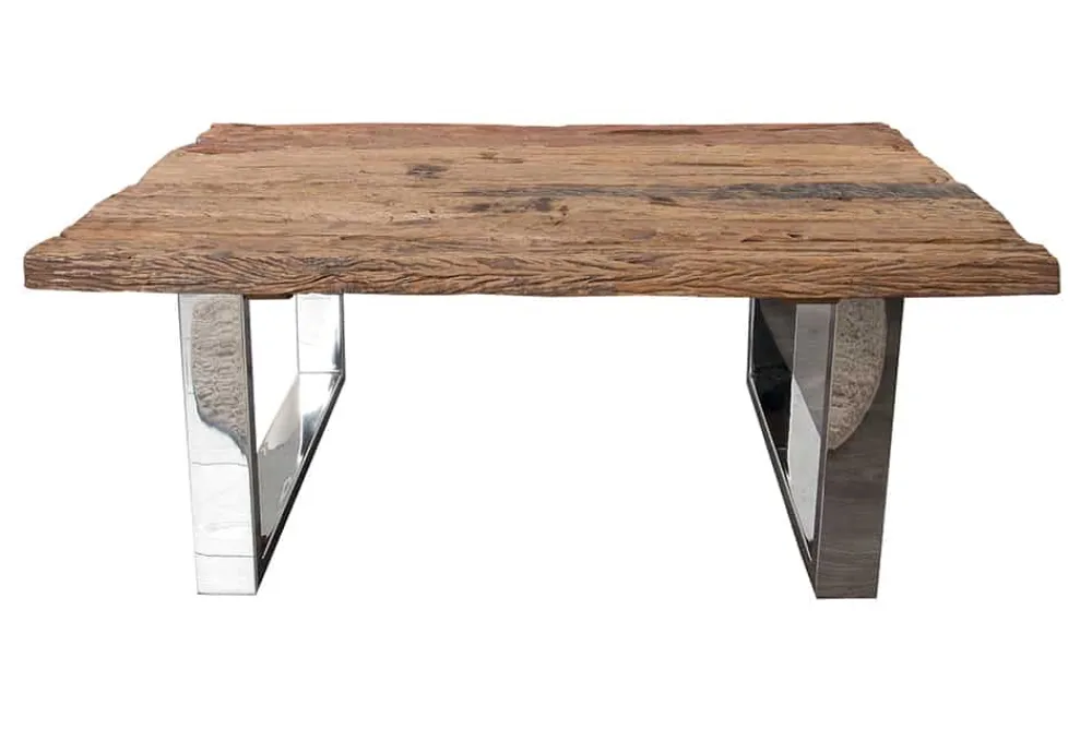 Riess-Ambiente Mehr...|Couchtische > Eindrucksvoller Couchtisch BARRACUDA 110cm antik Teakholz mit Kufengestell und Glas