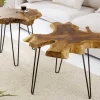 Riess-Ambiente Mehr...|Couchtische > Einzigartiger Beistelltisch WILD 50cm Teak Massivholz Baumscheibe Metallbeine schwarz