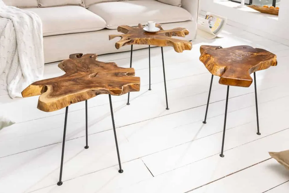 Riess-Ambiente Beistelltische|Mehr... > Einzigartiger Beistelltisch WILD 40cm Teakholz Baumscheibe Couchtisch