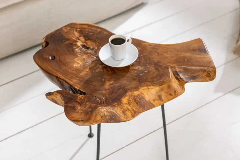 Riess-Ambiente Beistelltische|Mehr... > Einzigartiger Beistelltisch WILD 40cm Teakholz Baumscheibe Couchtisch