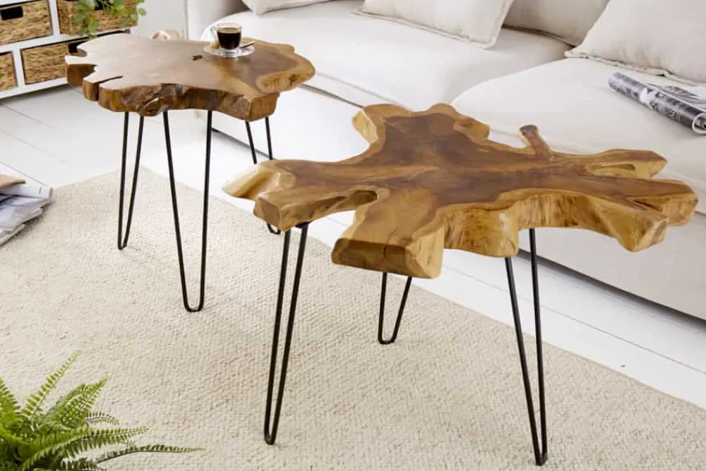 Riess-Ambiente Mehr...|Couchtische > Einzigartiger Beistelltisch WILD 60cm Teakholz Baumscheibe Couchtisch