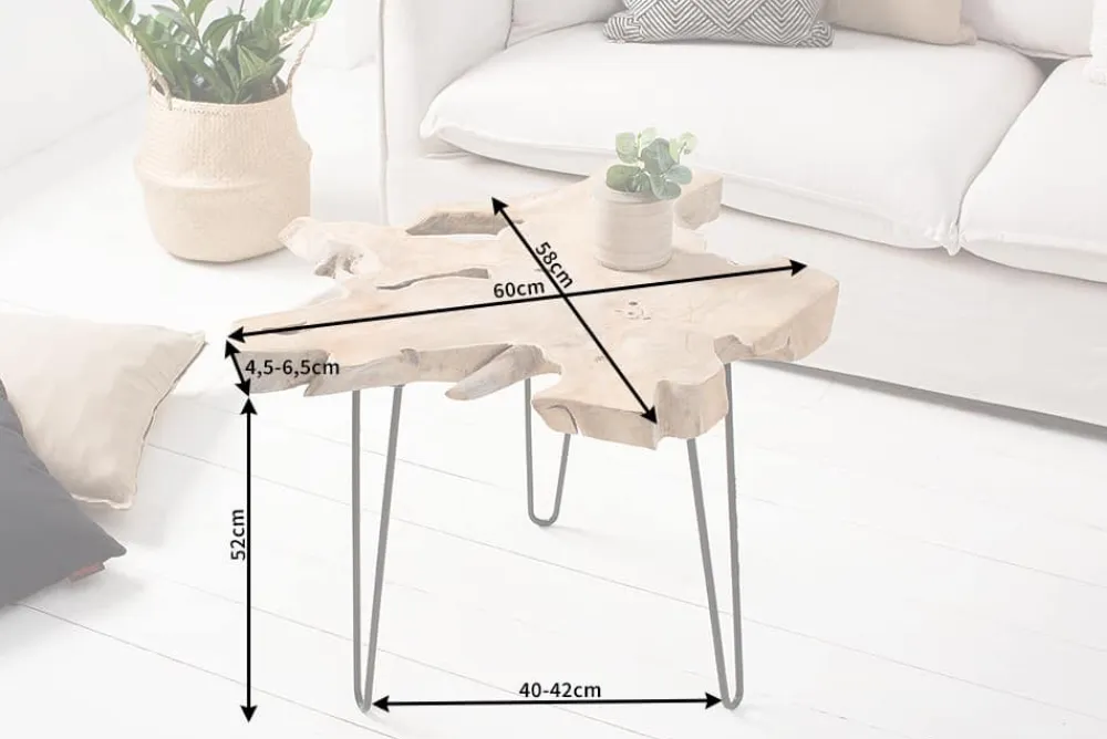 Riess-Ambiente Mehr...|Couchtische > Einzigartiger Beistelltisch WILD 60cm Teakholz Baumscheibe Couchtisch