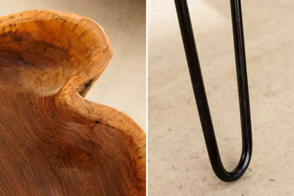 Riess-Ambiente Beistelltische|Mehr... > Einzigartiger Beistelltisch WILD 65cm natur Teakholz Hairpin Legs Couchtisch