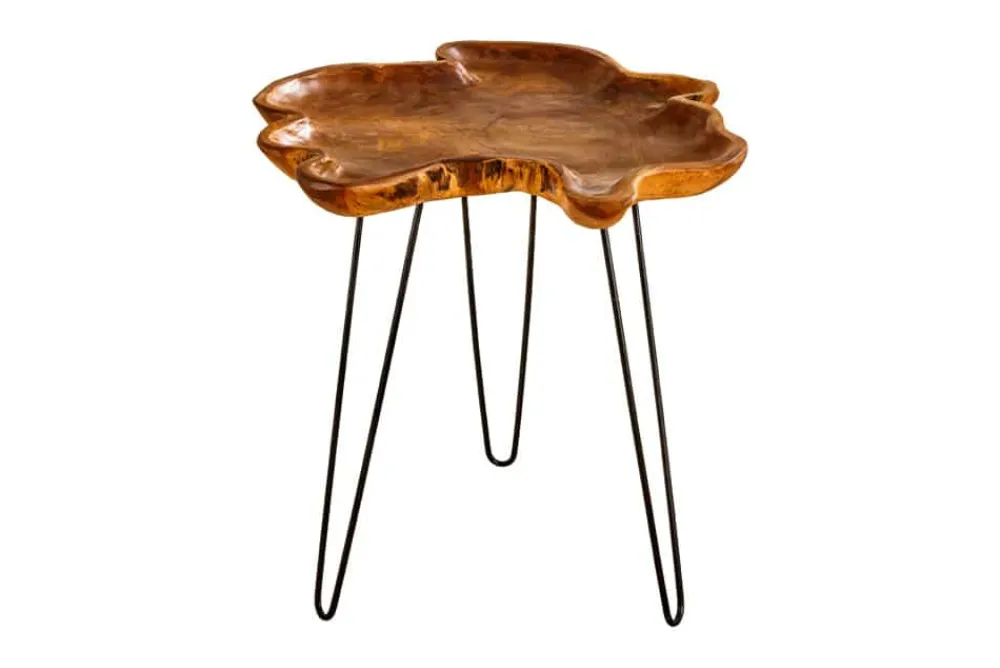 Riess-Ambiente Beistelltische|Mehr... > Einzigartiger Beistelltisch WILD 65cm natur Teakholz Hairpin Legs Couchtisch