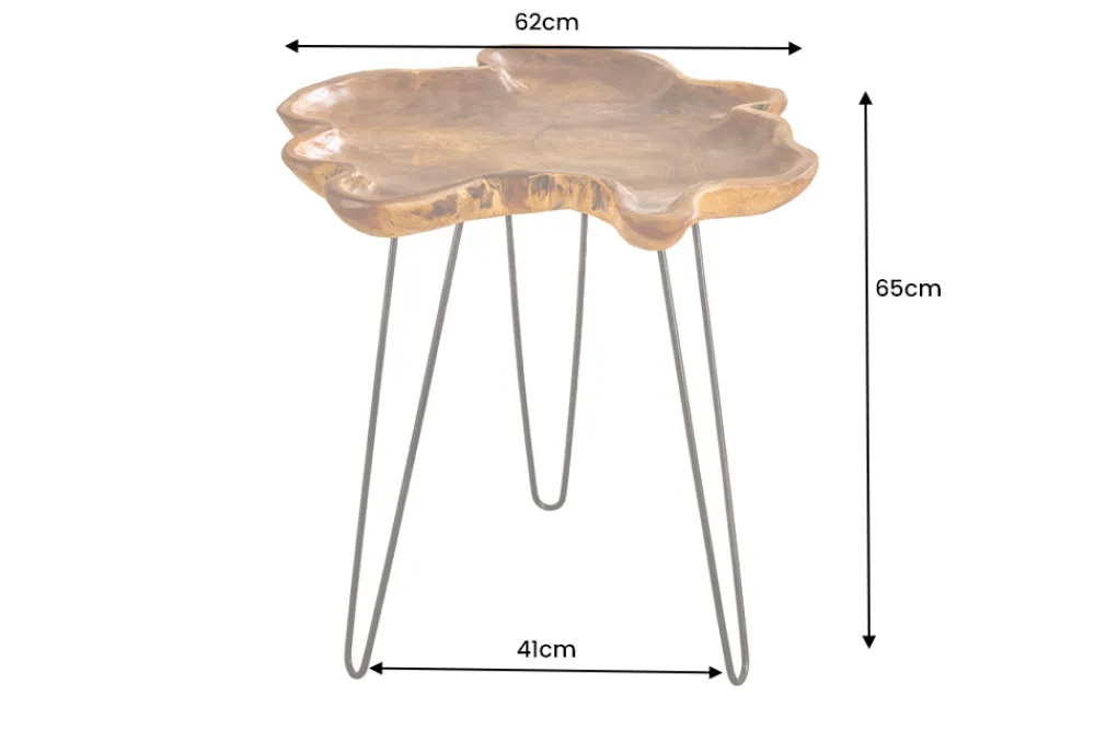 Riess-Ambiente Beistelltische|Mehr... > Einzigartiger Beistelltisch WILD 65cm natur Teakholz Hairpin Legs Couchtisch