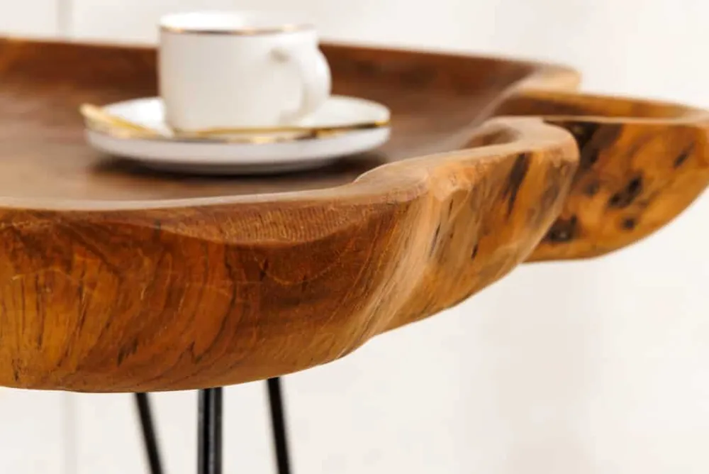 Riess-Ambiente Beistelltische|Mehr... > Einzigartiger Beistelltisch WILD 65cm natur Teakholz Hairpin Legs Couchtisch