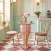 Riess-Ambiente Bartische > Einzigartiger Bistrotisch ICE CREAM 75cm beige rosa runde Tischplatte Glas handmade