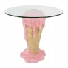 Riess-Ambiente Couchtische & Truhen > Einzigartiger Couchtisch ICE CREAM 50cm beige rosa runde Tischplatte Glas handmade