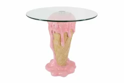 Riess-Ambiente Couchtische & Truhen > Einzigartiger Couchtisch ICE CREAM 50cm beige rosa runde Tischplatte Glas handmade