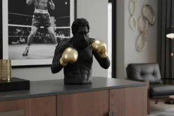 Riess-Ambiente Dekoration > Einzigartige Statue BOXER 50cm schwarz gold handmade Skulptur Deko-Figur