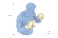 Riess-Ambiente Dekoration > Einzigartige Statue BOXER 50cm blau gold handmade Skulptur Deko-Figur