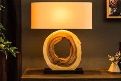 Riess-Ambiente Mehr...|Mehr... > Einzigartige Tischlampe ORGANIC ARTWORK 65cm natur creme weiß Regenbaum mit Leinenschirm