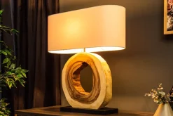 Riess-Ambiente Mehr...|Mehr... > Einzigartige Tischlampe ORGANIC ARTWORK 65cm natur creme weiß Regenbaum mit Leinenschirm