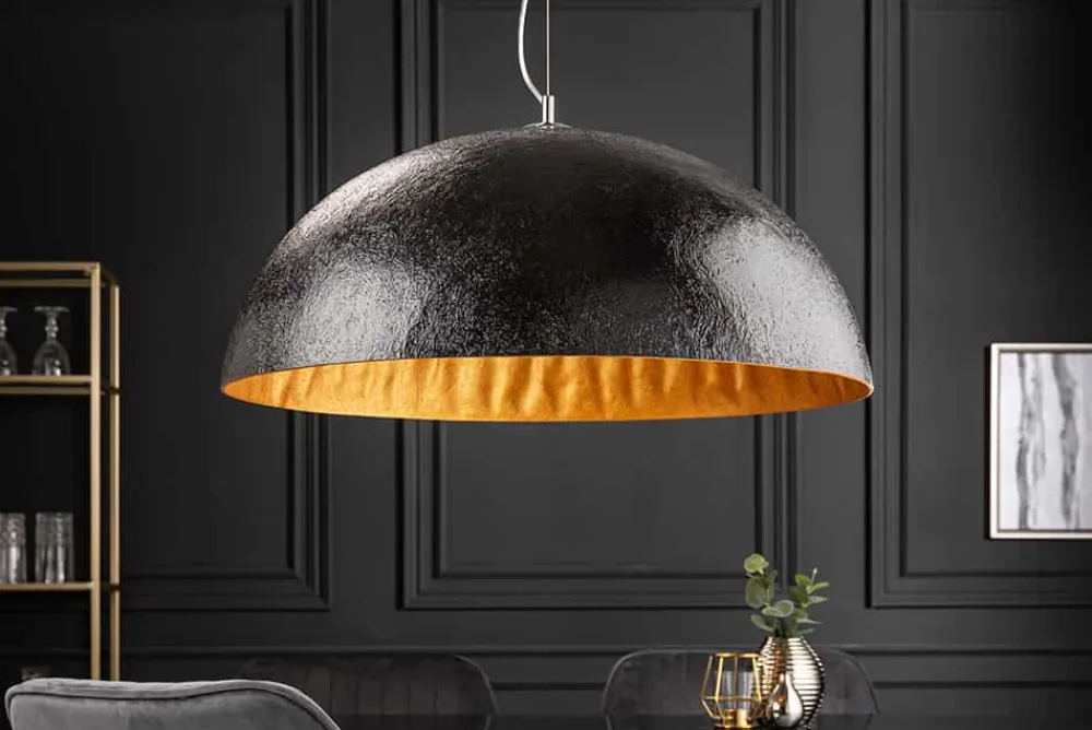 Riess-Ambiente Goldene Möbel|Hängelampen > Elegante Design Hängeleuchte GLOW 70cm schwarz gold Hängelampe