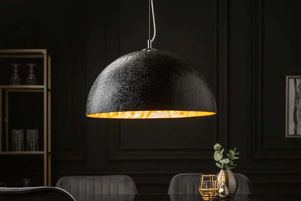 Riess-Ambiente Goldene Möbel|Hängelampen > Elegante Design Hängeleuchte GLOW 50cm schwarz gold Hängelampe