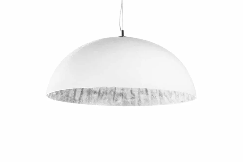Riess-Ambiente Hängelampen > Elegante Design Hängeleuchte GLOW 70cm weiß silber Hängelampe