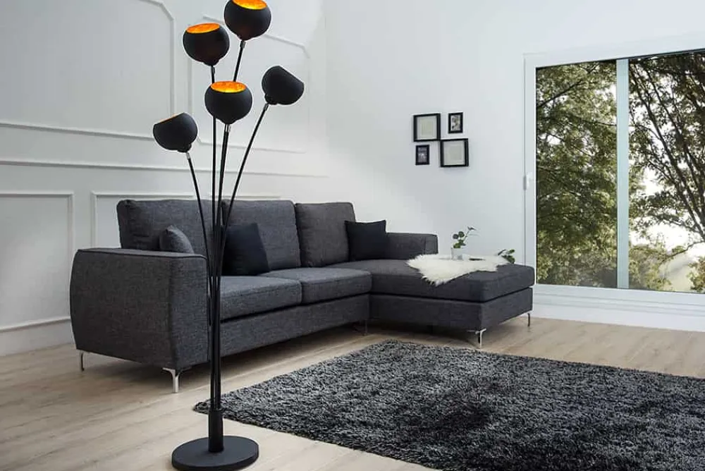 Riess-Ambiente Goldene Möbel|Retro Möbel > Elegante Design Stehlampe MAGMA 170cm schwarz gold Stehleuchte
