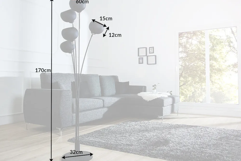 Riess-Ambiente Goldene Möbel|Retro Möbel > Elegante Design Stehlampe MAGMA 170cm schwarz gold Stehleuchte