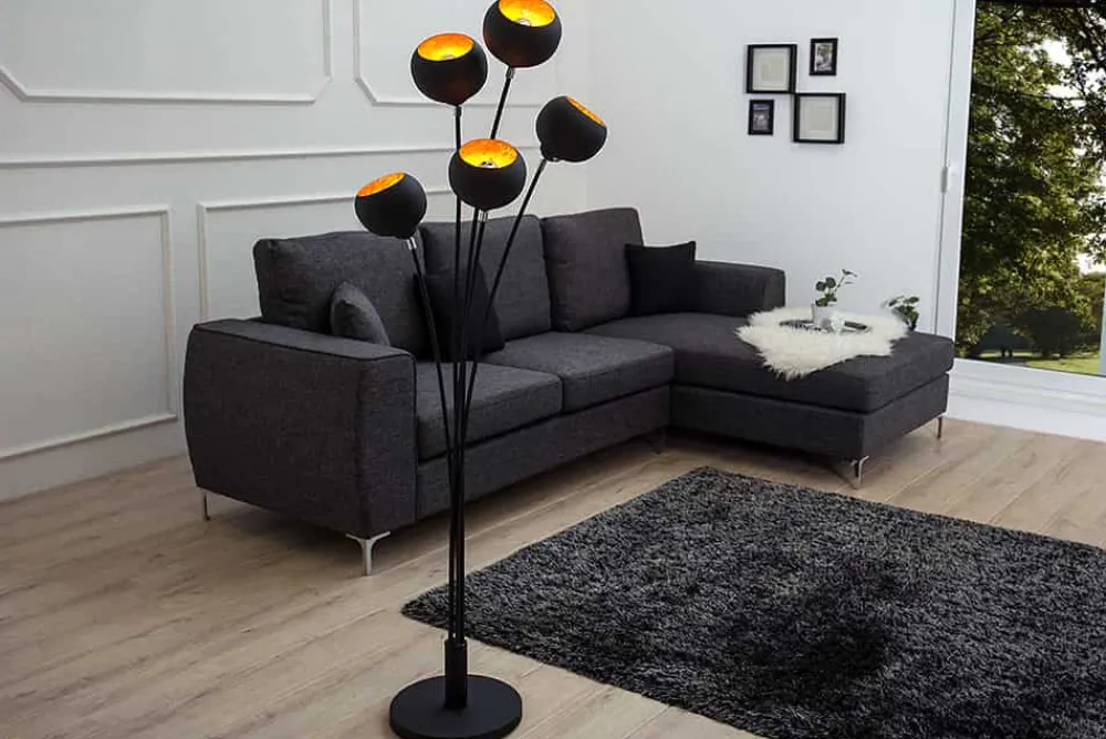 Riess-Ambiente Goldene Möbel|Retro Möbel > Elegante Design Stehlampe MAGMA 170cm schwarz gold Stehleuchte