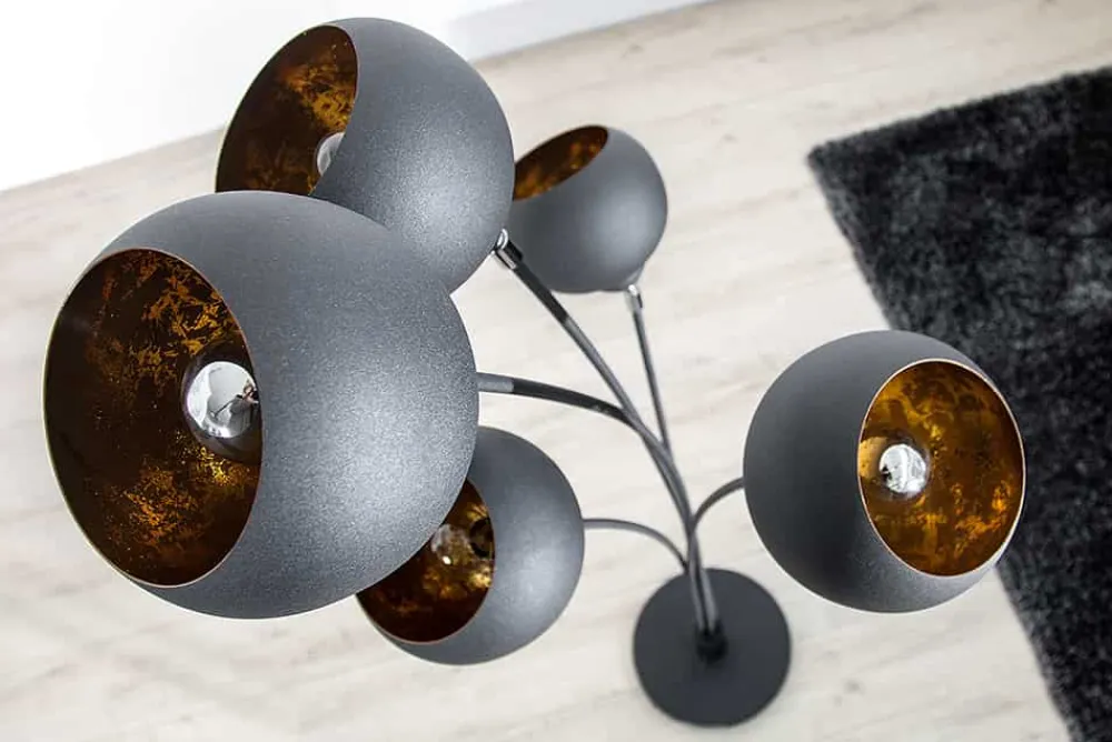 Riess-Ambiente Goldene Möbel|Retro Möbel > Elegante Design Stehlampe MAGMA 170cm schwarz gold Stehleuchte