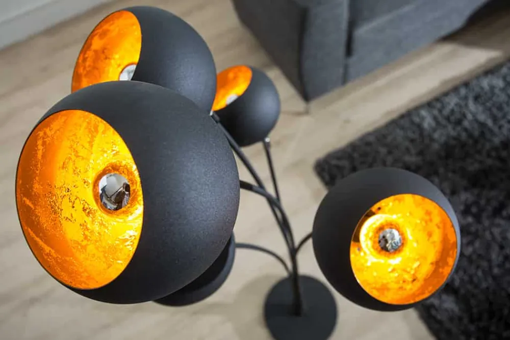 Riess-Ambiente Goldene Möbel|Retro Möbel > Elegante Design Stehlampe MAGMA 170cm schwarz gold Stehleuchte