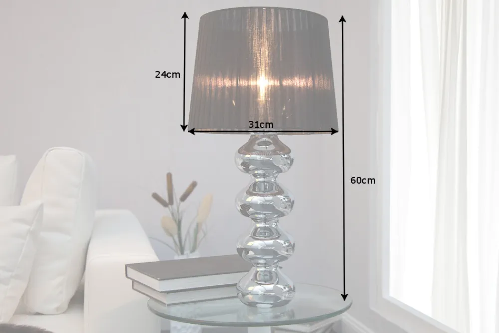 Riess-Ambiente Tischlampen > Elegante Design Tischlampe MIA 60cm silber Tischleuchte Stoffschirm