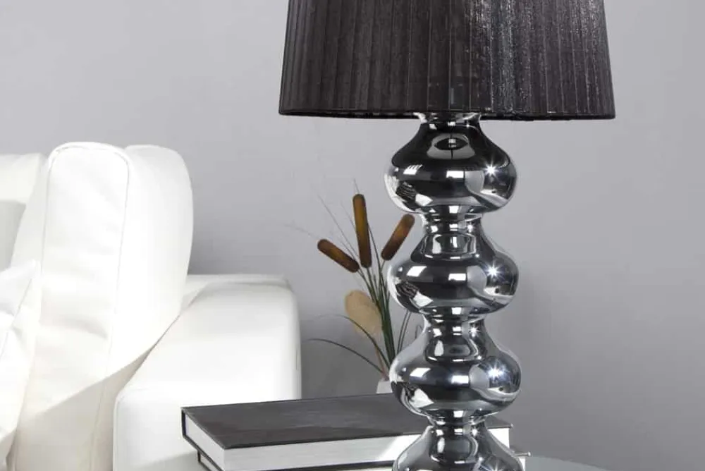 Riess-Ambiente Tischlampen > Elegante Design Tischlampe MIA 60cm silber Tischleuchte Stoffschirm