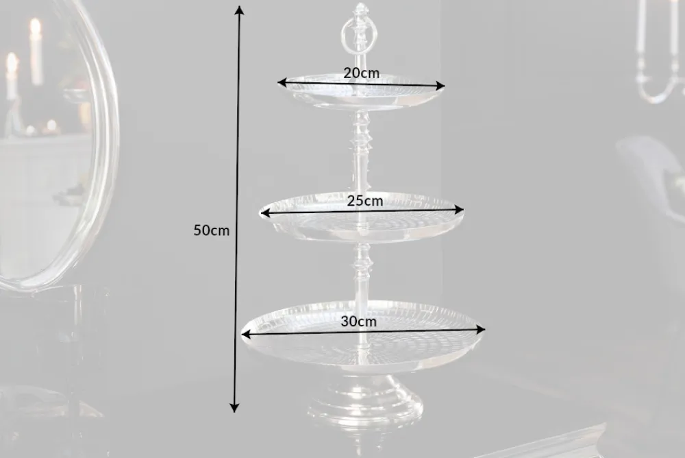 Riess-Ambiente Etageren & Tabletts > Elegante Etagere ORIENT 50cm silber im Rice Hammerschlag Design mit drei Etagen