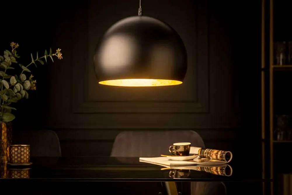 Riess-Ambiente Goldene Möbel|Hängelampen > Elegante Hängelampe BLACK GOLDEN BALL 30cm schwarz mit Blattgoldoptik