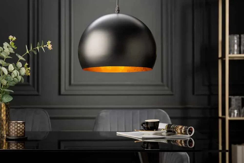 Riess-Ambiente Goldene Möbel|Hängelampen > Elegante Hängelampe BLACK GOLDEN BALL 30cm schwarz mit Blattgoldoptik